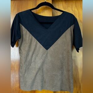 Stylish Two-Tone Suede Top